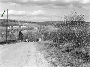 Note Observation Tower at Ringing Rocks Park on left at skyline.